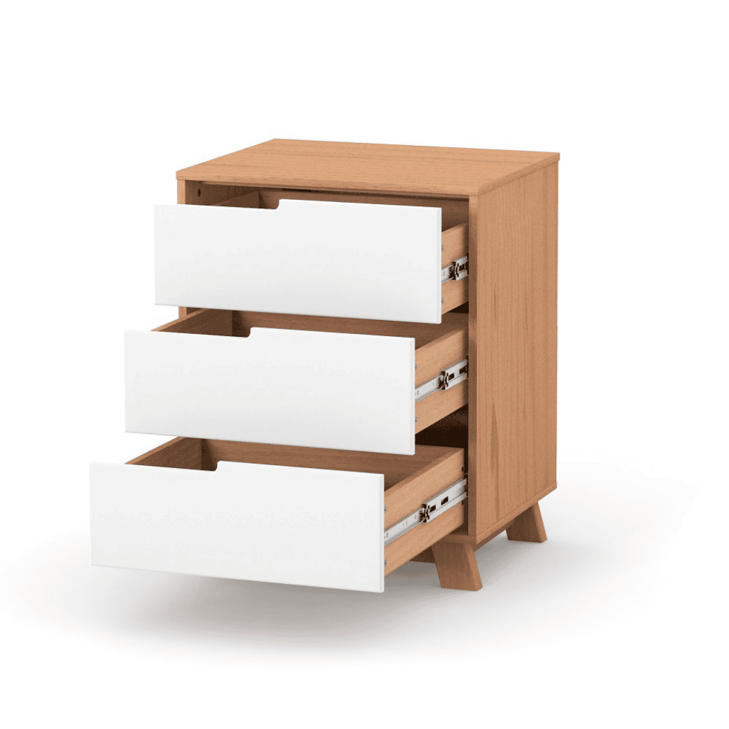 Dětská komoda Lussi Gekko Kids, 60x49x80cm, Bílá / Přírodní Buk